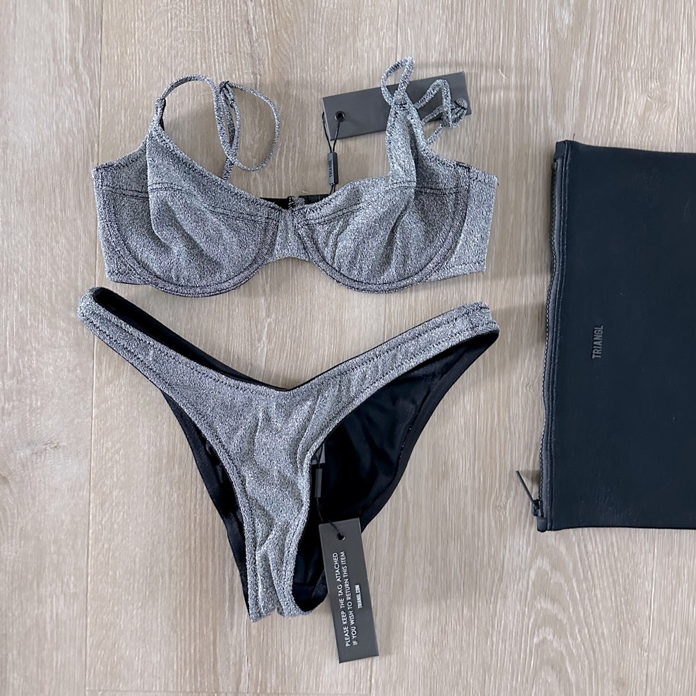 triangl swimwear Silver Glitter Underwire Bikini Set